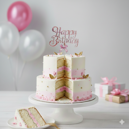 ÇUBUKLU PASTA YAZISI HAPPY PEMBE 12'Lİ