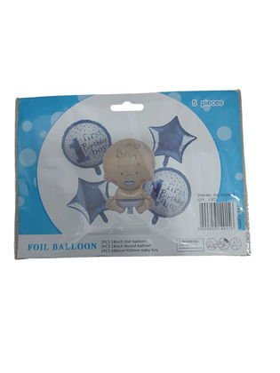 FOLYO BALON 1 YAŞ SET MAVİ 5 PARÇA