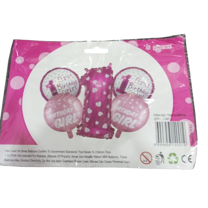 FOLYO BALON 1 YAŞ SET PEMBE 5 PARÇA