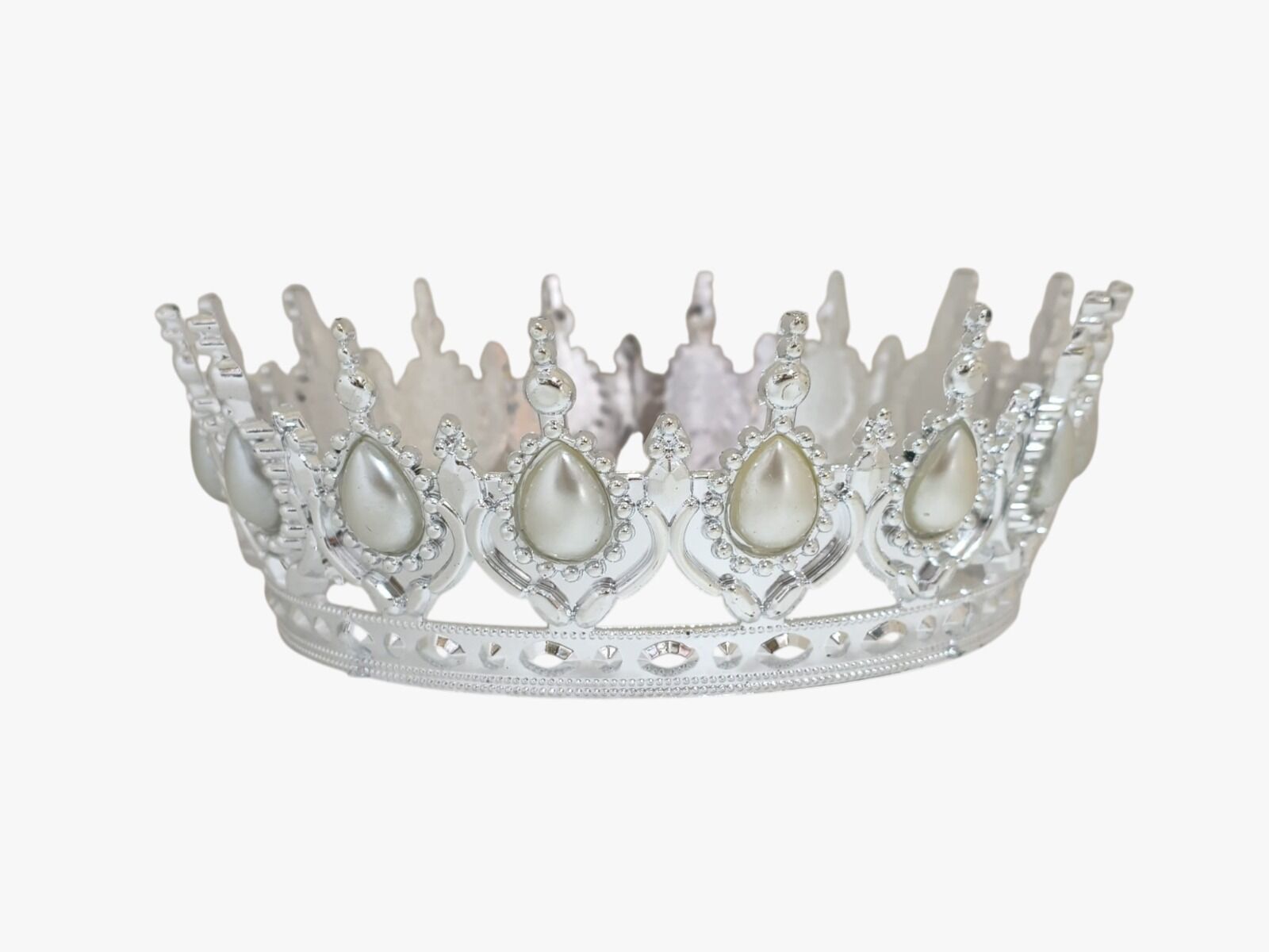 MİKA LÜX TAŞLI PASTA TACI GÜMÜŞ İNCİLİ