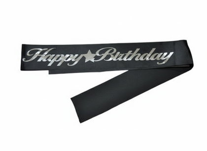 HAPPY BİRTHDAY SİYAH KUŞAK GÜMÜŞ