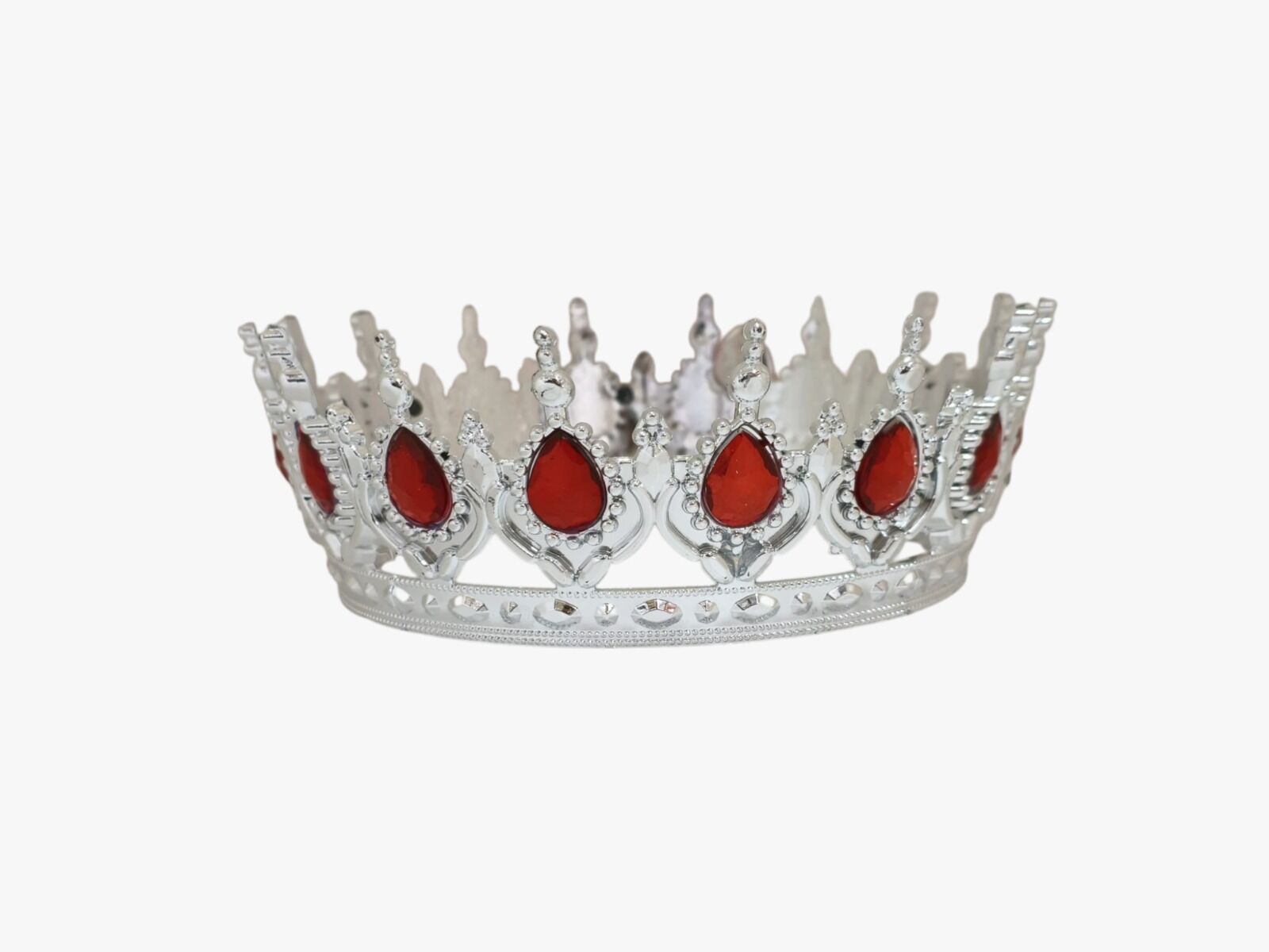 MİKA LÜX PASTA TACI GÜMÜŞ KIRMIZI TAŞLI